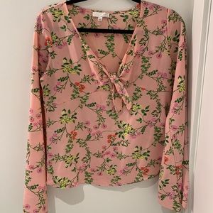 Nordstrom ten sixty Sherman bell sleeve pink floral top